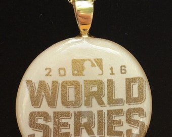 Chicago Cubs Cleveland Indians 2016 World Series Rawlings game baseball pendant sterling silver / 14k gold