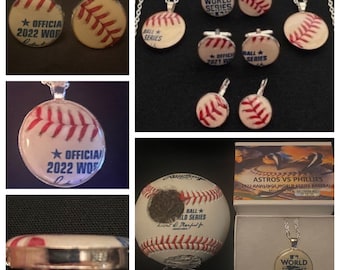 Phillies vs Astros 2022 World Series Rawlings game baseball earrings