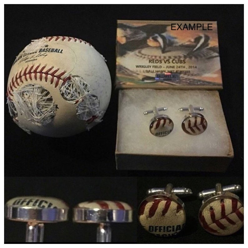 Cufflinks baseball game used mlb Chicago Cubs vs New York Yankees Wrigley Field image 1