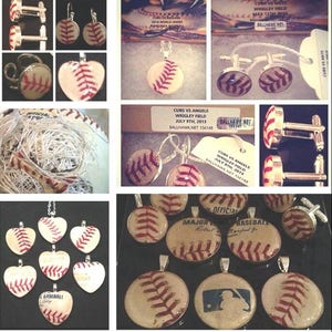 HOUSTON ASTROS Baseball Jewelry Cufflinks - Earrings - Pendant - Ring - Tie Clip - Key Chain - Heart Pndnt - authentic handmade game used