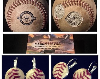 2016 Chicago Cubs REGULAR SEASON game used earrings World Series Champion Wrigley Field wedding mother mom mlb gift