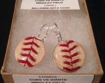 Earrings baseball mlb game used Chicago Cubs vs San Francisco Giants @ Wrigley Field