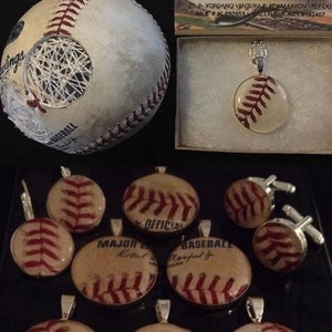 Baseball pendant necklace mlb game used ball piece Chicago Cubs vs Washington Nationals Wrigley Field image 1