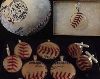 Baseball pendant necklace mlb game used ball piece Chicago Cubs vs Washington Nationals @ Wrigley Field