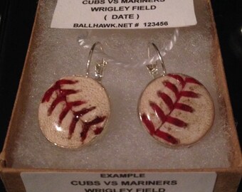 Earrings baseball mlb game used Chicago Cubs vs Seattle Mariners @ Wrigley Field