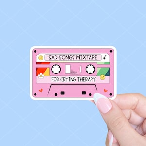 Sad songs mixtape, Therapy sticker, Mental health sticker, 90s sticker, 90s nostalgia sticker, Millennial Sticker, 1990s nostalgia sticker