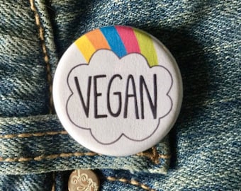 Vegan button / Vegan pin / Pro-animal rights button / Vegetarian button / Vegan accessory