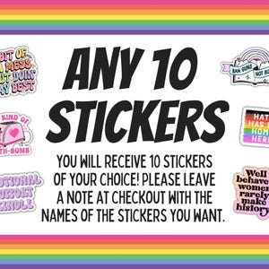 Mix and match sticker bundle, Sticker set, Social justice stickers, Sticker deal, Tablet stickers, Laptop stickers, Smut stickers