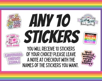 Mix and match sticker bundle, Sticker set, Social justice stickers, Sticker deal, Tablet stickers, Laptop stickers, Smut stickers