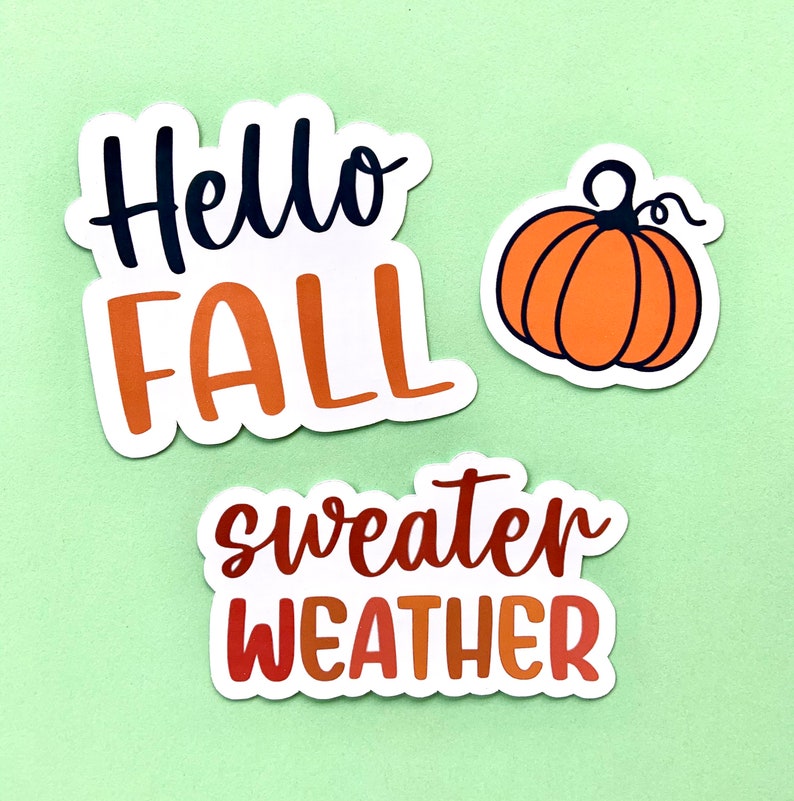 Fall sticker set/ Sweater weather sticker / Pumpkin stickers / Hello fall stickers image 1