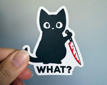 Funny cat vinyl sticker, Waterproof sticker, Water bottle sticker