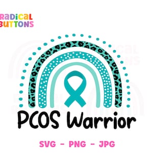 PCOS SVG PNG、PCOS 啓発 SVG、PCOS 啓発月間 SVG、メッシー バン SVG、目に見えない病気 SVG、ティールを着る、デジタル ダウンロード