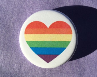 Gay pride rainbow flag button, Rainbow heart button, Gay pride button, Pride button, Gay pride pin, Pride button, Pride pin, Queer button