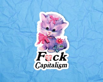Fuck capitalism sticker, Anticapitalist sticker, Anarchist sticker, Laptop sticker, Social justice sticker, Human rights sticker