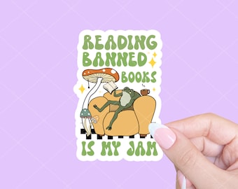 Reading banned books is my jam, Banned books sticker, Book lover sticker, Gift for book lovers, Retro sticker, Social justice sticker