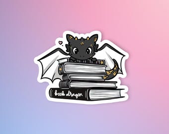 Book dragon, Bookish sticker, Fantasy reader sticker, Fantasy books, Reader sticker, Sticker for Kindle, Fantasy sticker