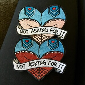 Not asking for it patch / Feminist patch / End rape culture / Feminist embroidery / End victim blaming / End slut shaming image 3