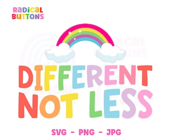 Different not less SVG PNG JPG, Neurodiversity Svg, Autism Svg, Neurodivergent, Therapist Svg Files, Autistic Png Files, Digital Download