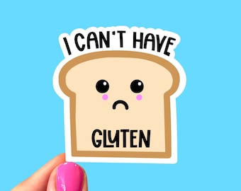 I can’t have gluten, Celiacs disease sticker, Medical alert sticker, Allergy alert sticker, Laptop sticker, Laptop sticker