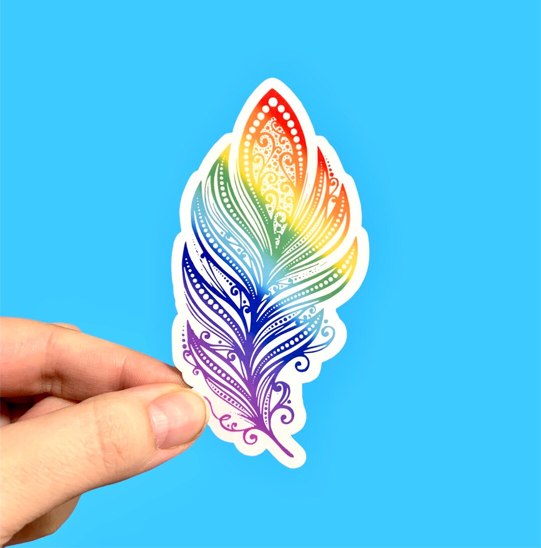 Rainbow Feather Sticker, Feather Sticker, Decorative Sticker, Planner