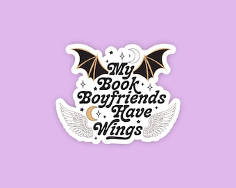 My book boyfriends have wings, Tablet sticker, Fantasy reader, Book Sticker, Bookish sticker, Fantasy Books Sticker, Reader gift