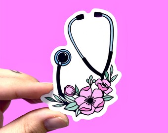 Floral stethoscope, Stethoscope sticker, Medical sticker, Sticker for doctors, Floral sticker, Nurse sticker