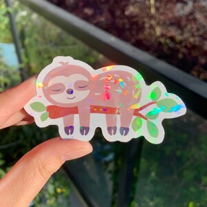Sloth holographic sticker | Cute animal sticker | Sparkly sticker | Die-cut sticker | Laptop sticker | Phone sticker | Water bottle sticker