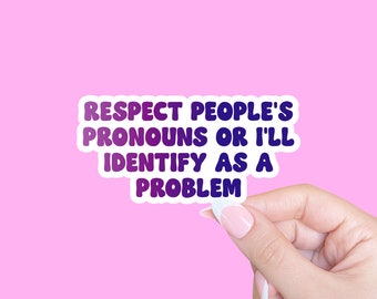 Trots sticker, voornaamwoord sticker, queer sticker, trans rechten sticker, sociale rechtvaardigheid sticker, LGBTQ sticker, respecteer de voornaamwoorden van mensen