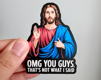 Funny bumper sticker, Waterproof vinyl sticker, Funny Jesus sticker