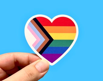 Inclusive pride flag heart / Pride flag stickers / Inclusive pride sticker / Social justice stickers / LGBTQIA sticker