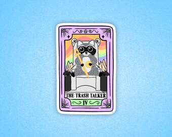 Trash panda sticker, Tarot Sticker, book lover gift, Funny sticker, meme Sticker, Raccoon sticker, trash talker, Laptop sticker