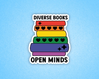 Diverse books open minds, Tablet sticker, Book Sticker, Bookish sticker, Gift for readers, Diverse reader, Notebook sticker, Smut reader