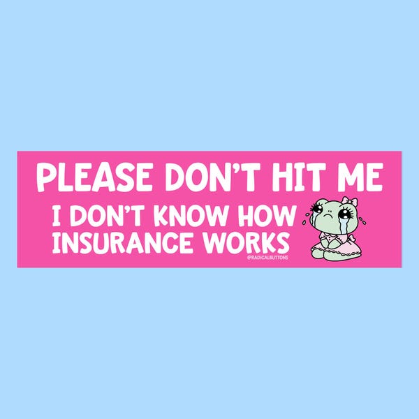 Please don't hit me I don't know how insurance works, Funny bumper sticker, Car sticker, Car decal, Funny car decal, Trendy sticker