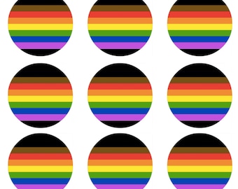 Plantilla de botón de bandera de orgullo inclusiva para botones de 0,75", 1", 1,25" o 2,25" - Descarga digital