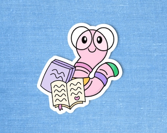 Bookworm sticker, Tablet sticker, Bookish sticker, Sticker for bookworms, Book nerd, Book sticker, Reader sticker, Gift for readers