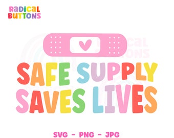 Safe supply saves lives SVG PNG JPG, Harm reduction Svg Png, Social justice Svg Png, Science Svg, Digital download, Free commercial use