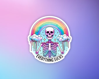 Funny dark humor sticker, Everything sucks, Dead inside sticker, Mental health, Funny sticker, Negative vibes, Dark humor