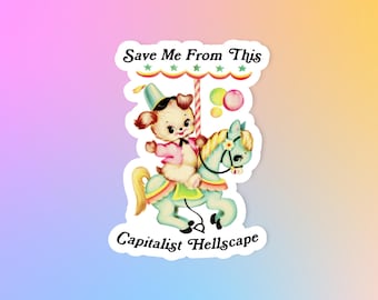 Capitalist hellscape sticker, Anticapitalist sticker, Anarchist sticker, Laptop sticker, Social justice sticker, Human rights sticker