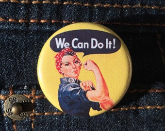 Rosie the Riveter button / Feminist button / Feminist holiday gift / Feminist badge / We can do it / Feminist Christmas gift