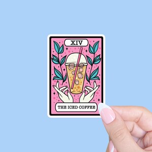 The iced coffee tarot card sticker, Iced coffee addict sticker, Laptop sticker, Caffeine addict, Caffeine lover, Coffee lover, I love coffee