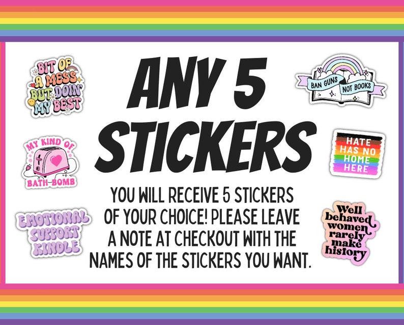 Mix and match sticker bundle, Sticker set, Social justice stickers, Sticker deal, Tablet stickers, Laptop stickers, Smut stickers image 1