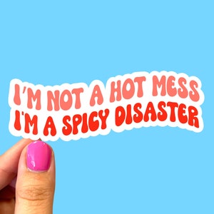 I'm not a hot mess I'm a spicy disaster laptop sticker, funny sticker, laptop decal, sarcasm, sarcastic sticker, hilarious sticker, decal
