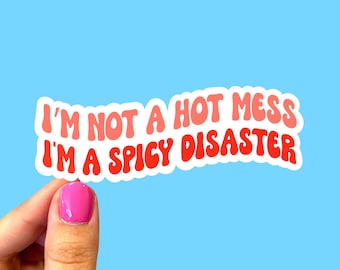 I'm not a hot mess I'm a spicy disaster laptop sticker, funny sticker, laptop decal, sarcasm, sarcastic sticker, hilarious sticker, decal
