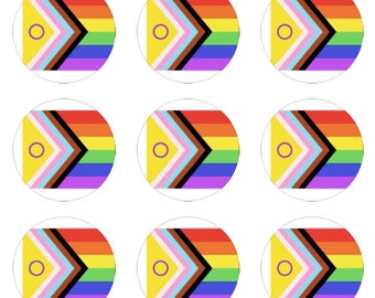 Progress pride flag button template for 1", 1.25" or 1.75" buttons - Digital Download