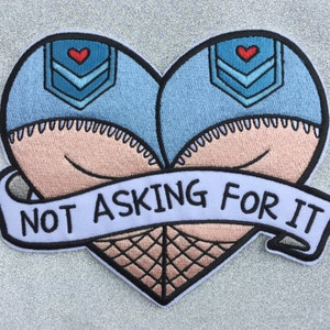 Not asking for it patch / Feminist patch / End rape culture / Feminist embroidery / End victim blaming / End slut shaming image 1