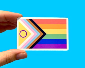 Intersex inclusive progress pride flag / Pride flag stickers / Inclusive pride sticker / Social justice stickers / LGBTQIA sticker