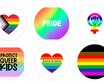 Pride buttons template for 1.25" buttons (6 designs) - Digital Download