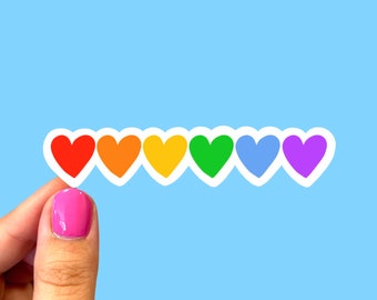 Rainbow hearts sticker | Pride sticker | Laptop sticker | LGBTQ sticker | Phone sticker | Social justice sticker