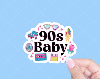 90s baby sticker, 90s sticker, 90s nostalgia sticker, Millennial Sticker, Geriatric Millennial Y2K Laptop Sticker, 1990s nostalgia sticker