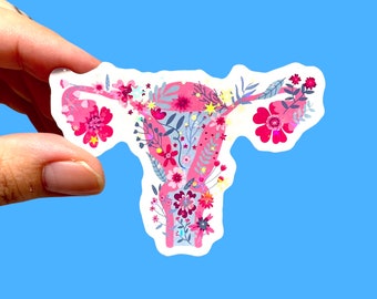 Floral uterus sticker | Feminist sticker | Holographic sticker | Laptop sticker | Phone sticker | Reproductive rights sticker